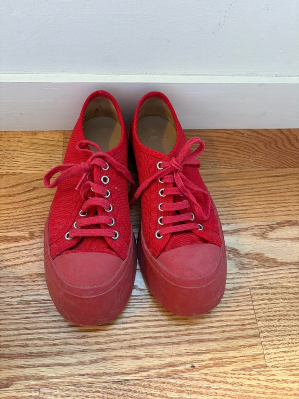 Marni Red Canvas Low-Top Sneakers